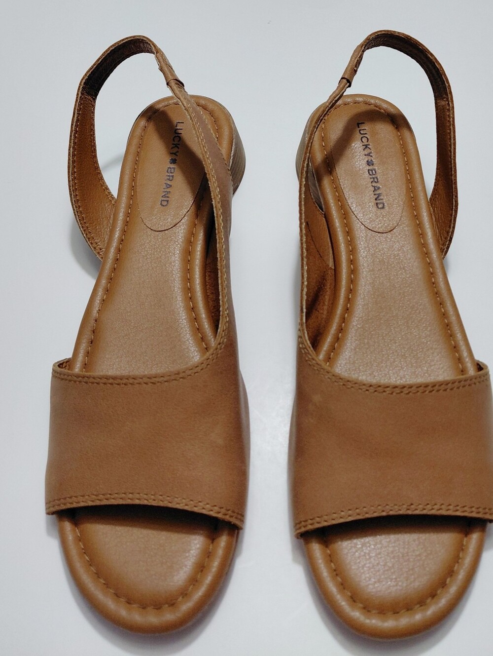 LUCKY BRAND  Women's Rimma Leather Brown Slingback Sandals Size 8.5M